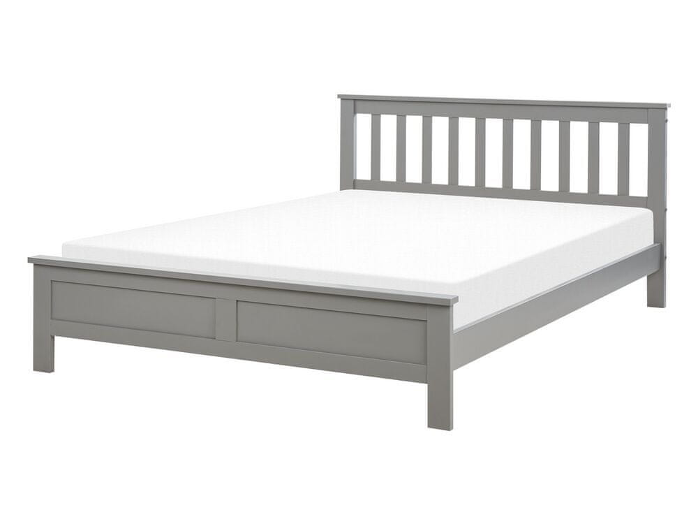 Beliani Drevená posteľ 140 x 200 cm sivá MAYENNE